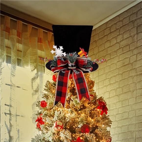 Christmas Tree Topper Hat, Black Velvet Hat 12" x 9" Inches - Picture 5 of 9